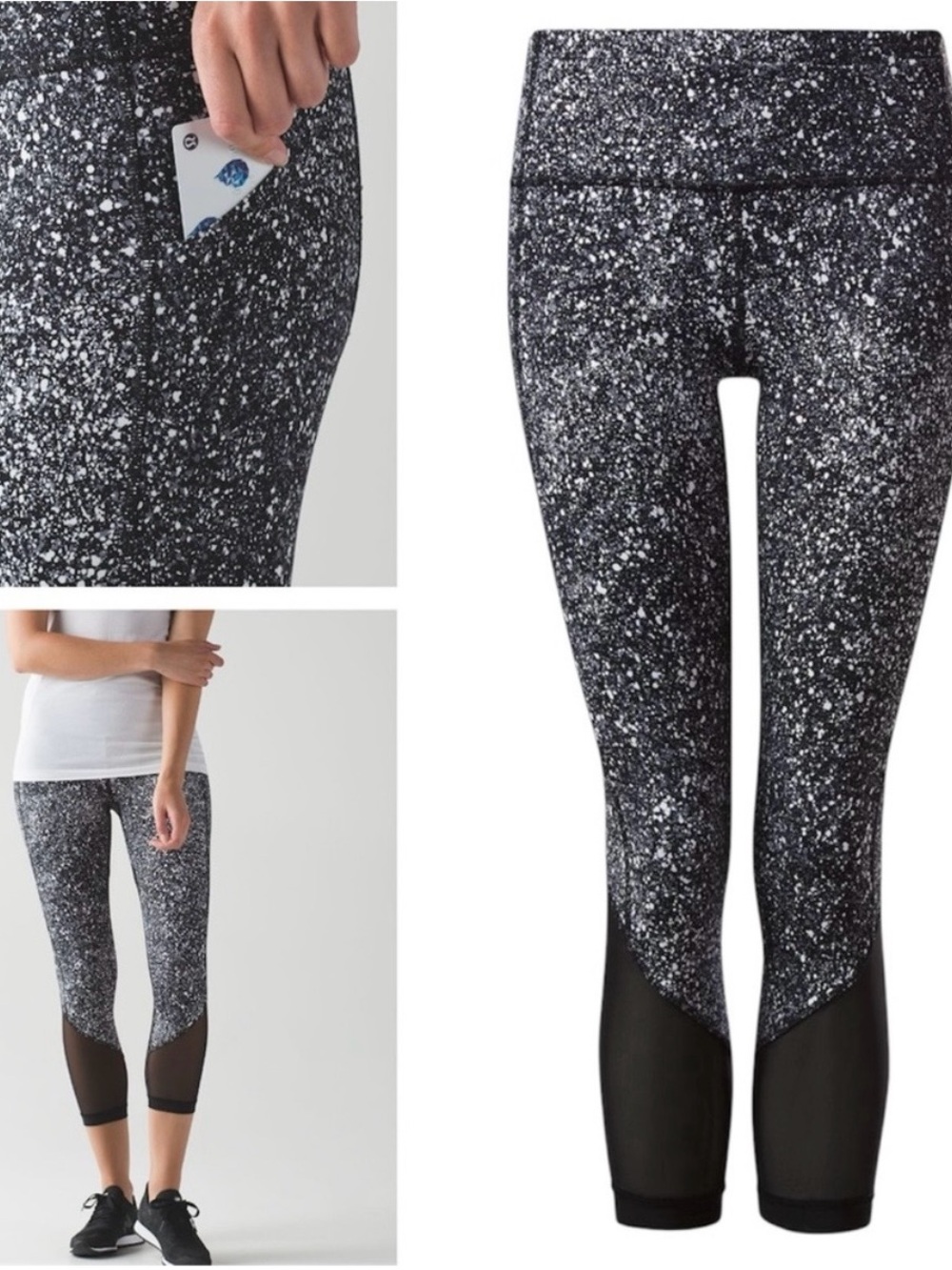 NWOT Lululemon Pace Rival Marathon Crop Splatter Paint Mid Rise Mesh Leggings  4